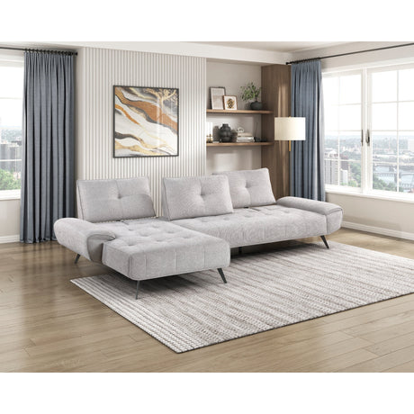 Dominic Light Gray 2-Piece Sectional with Left Chaise and Dual-position Backs by Homelegance at Eve Furniture