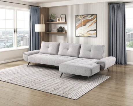 Dominic Light Gray 2-Piece Sectional with Right Chaise and Dual-position Backs by Homelegance at Eve Furniture