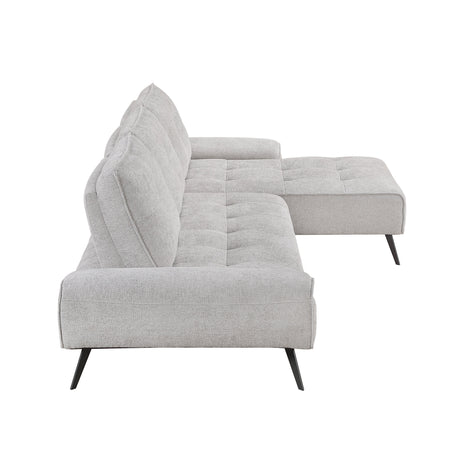 Dominic Light Gray 2-Piece Sectional with Right Chaise and Dual-position Backs by Homelegance at Eve Furniture