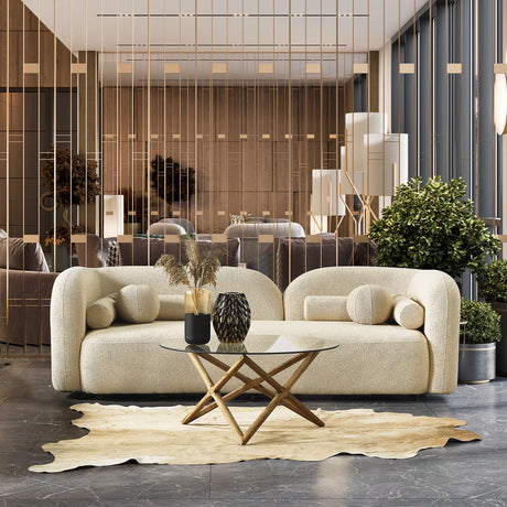 Donna Ivory Japandi Style Boucle Sofa by Ashcroft Imports at Eve Furniture