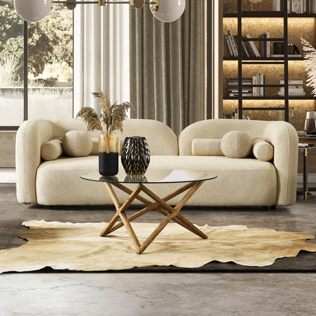 Donna Ivory Japandi Style Boucle Sofa by Ashcroft Imports at Eve Furniture