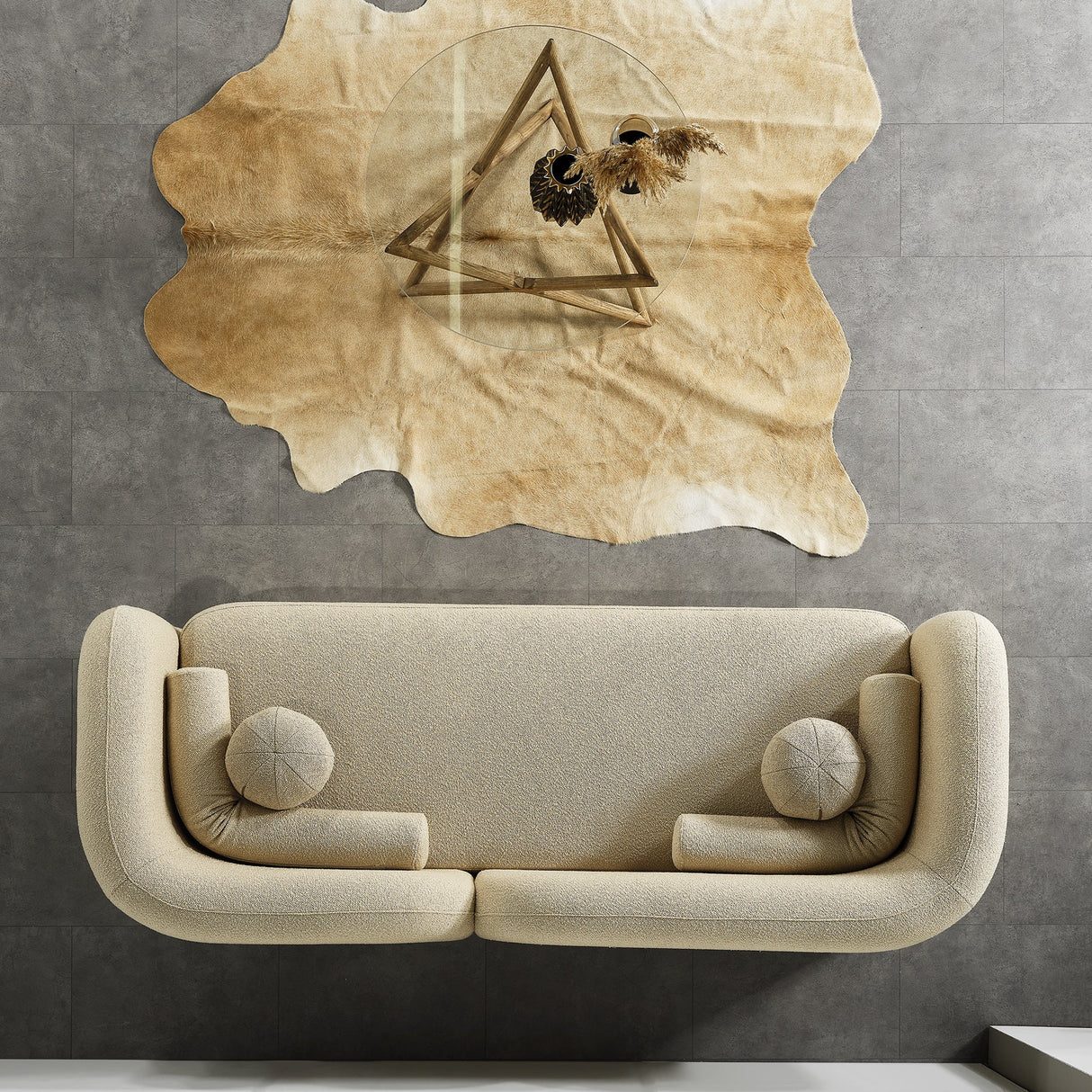 Donna Ivory Japandi Style Boucle Sofa by Ashcroft Imports at Eve Furniture