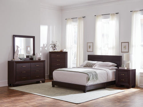 Dorian Brown Upholstered Queen Bed by Coaster at Eve Furniture