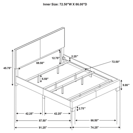 Dorian Cream Upholstered California King Panel Bed by Coaster at Eve Furniture