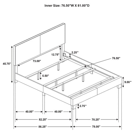 Dorian Taupe Upholstered Eastern King Panel Bed by Coaster at Eve Furniture