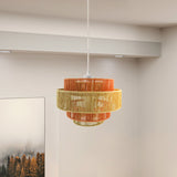 Dorset Pendant Lamp - White and Natural/Terracotta by Ashcroft Imports at Eve Furniture