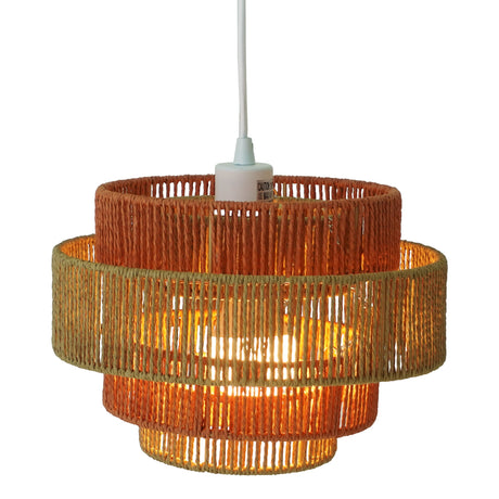Dorset Pendant Lamp - White and Natural/Terracotta by Ashcroft Imports at Eve Furniture