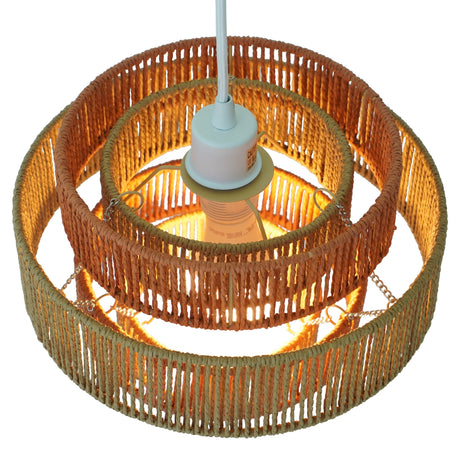 Dorset Pendant Lamp - White and Natural/Terracotta by Ashcroft Imports at Eve Furniture