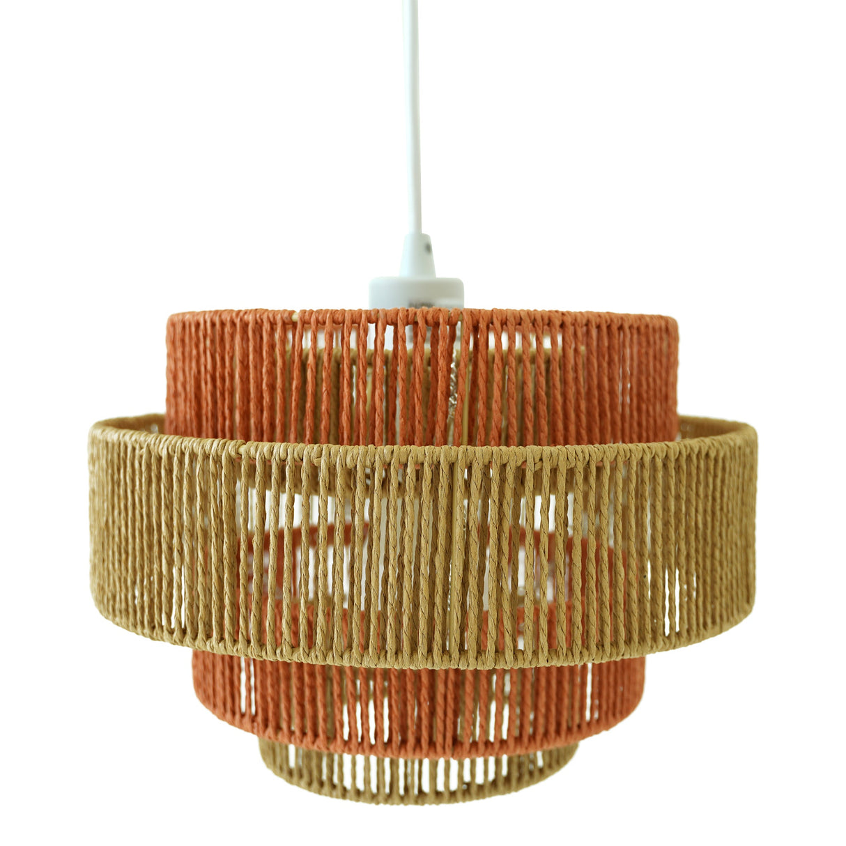 Dorset Pendant Lamp - White and Natural/Terracotta by Ashcroft Imports at Eve Furniture