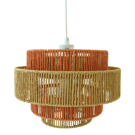 Dorset Pendant Lamp - White and Natural/Terracotta by Ashcroft Imports at Eve Furniture