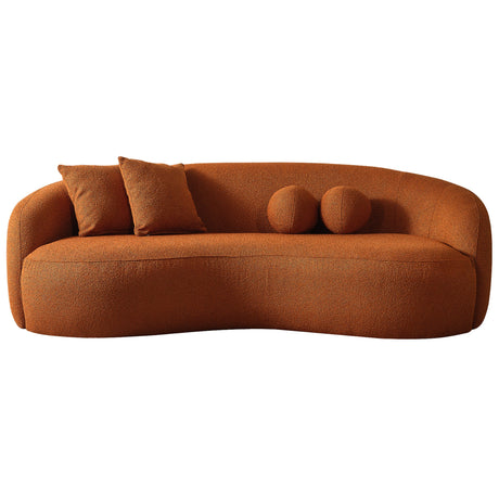 Drake Burnt Orange Japandi Style Curvy Boucle Sofa by Ashcroft Imports at Eve Furniture