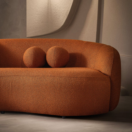 Drake Burnt Orange Japandi Style Curvy Boucle Sofa by Ashcroft Imports at Eve Furniture