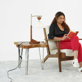 Dreamlight Table Lamp, Brown Solid Wood Base with Elegant Cone Linen Shade by Ashcroft Imports at Eve Furniture