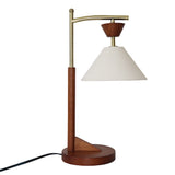 Dreamlight Table Lamp, Brown Solid Wood Base with Elegant Cone Linen Shade by Ashcroft Imports at Eve Furniture