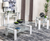 Dyer Rectangular Glass Top Coffee Table With Shelf White by Coaster at Eve Furniture