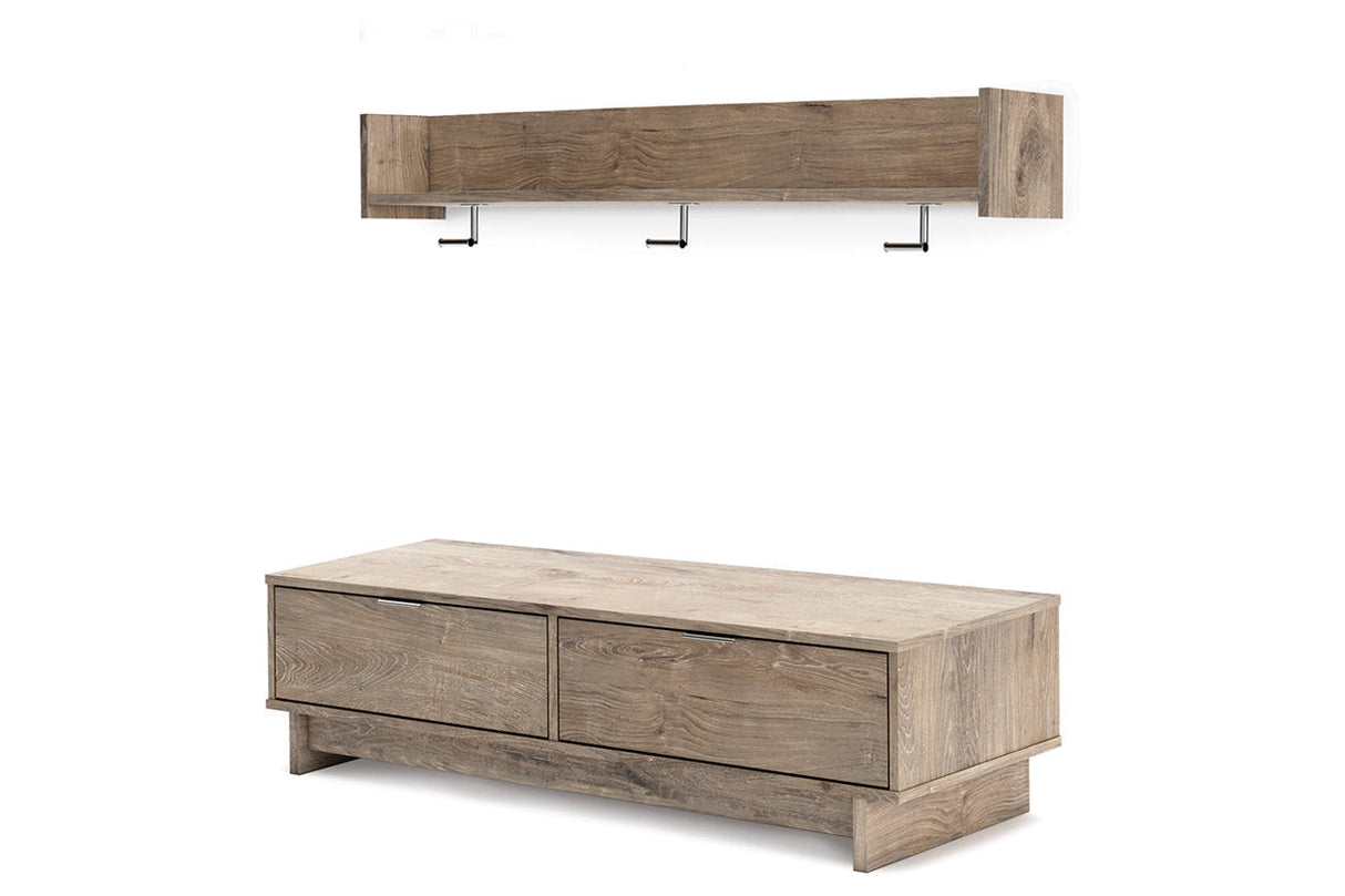 Oliah Natural Bench with Coat Rack