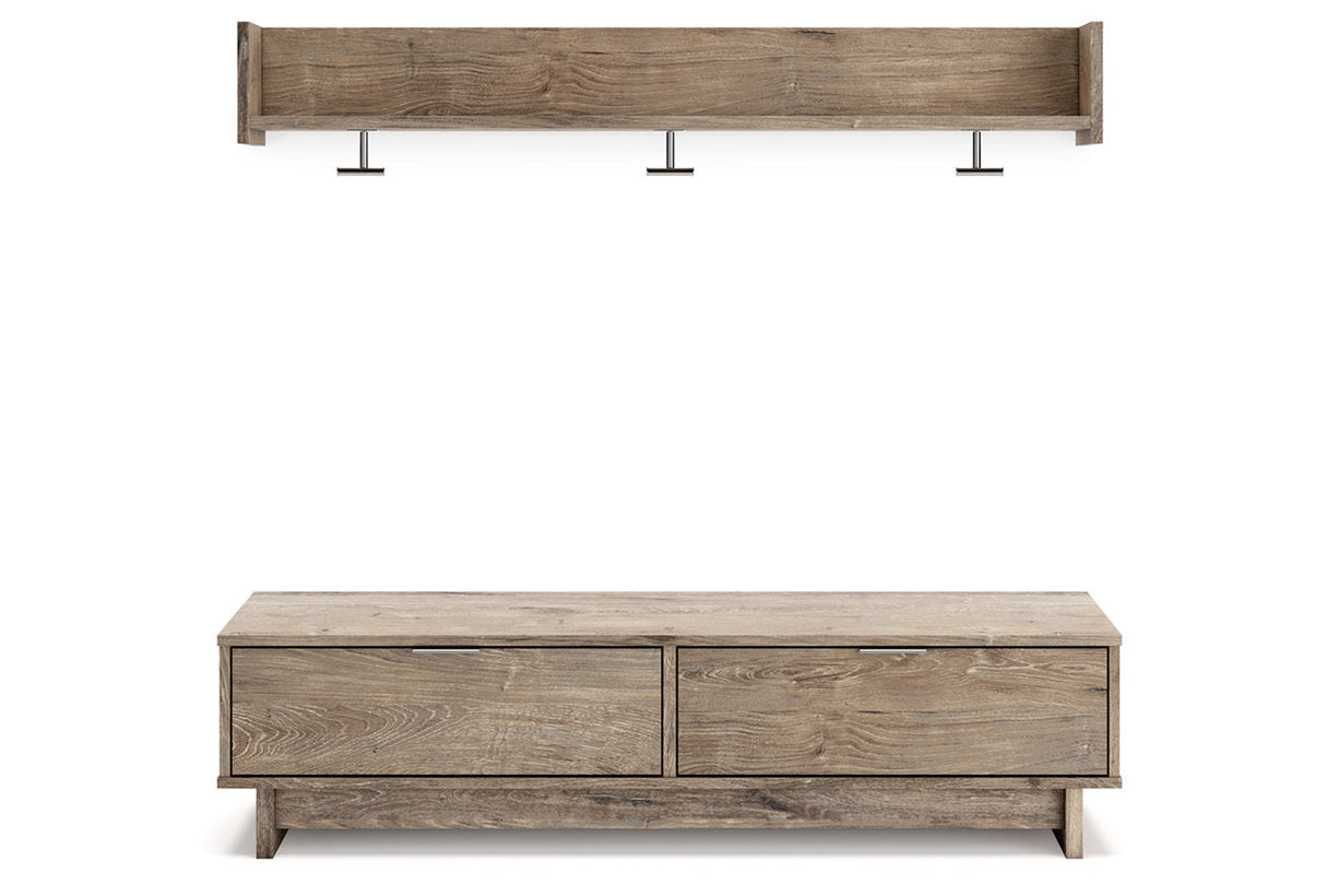 Oliah Natural Bench with Coat Rack