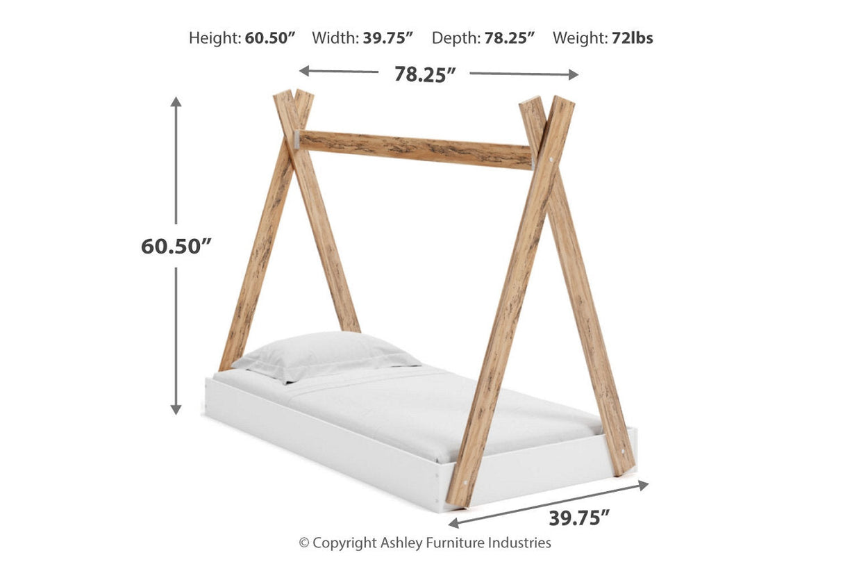 Piperton Two-tone Brown/White Twin Tent Complete Bed in Box