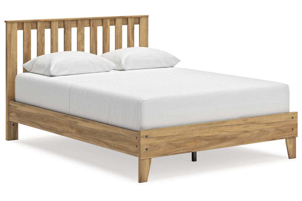 Bermacy Light Brown Queen Platform Panel Bed