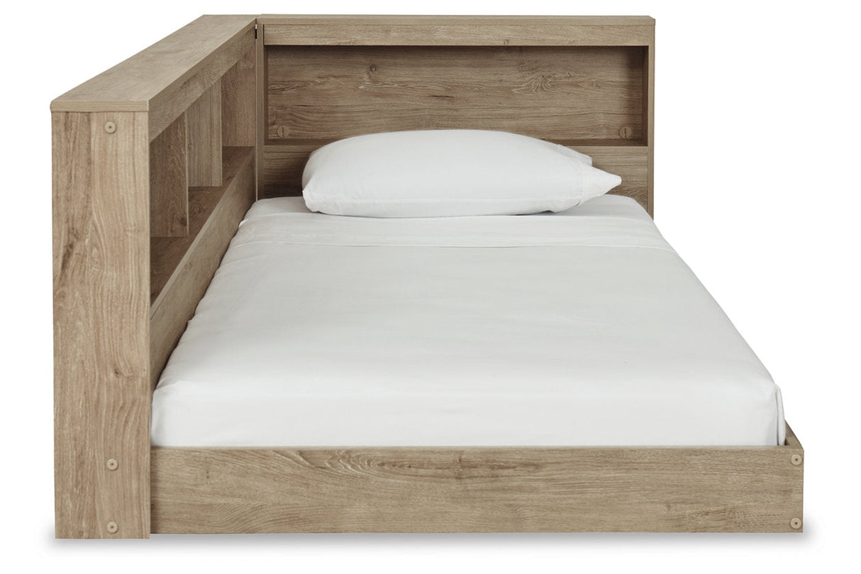 Oliah Natural Twin Bookcase Storage Bed