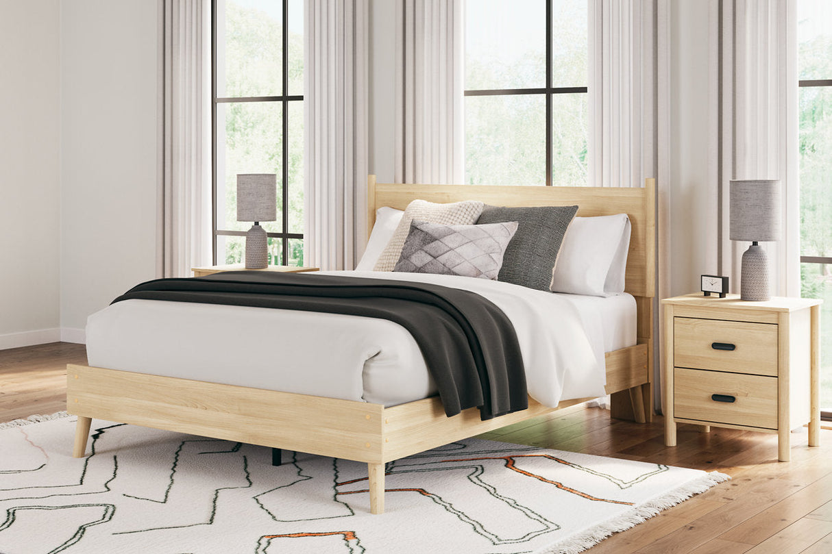 Cabinella Tan Queen Platform Panel Bed