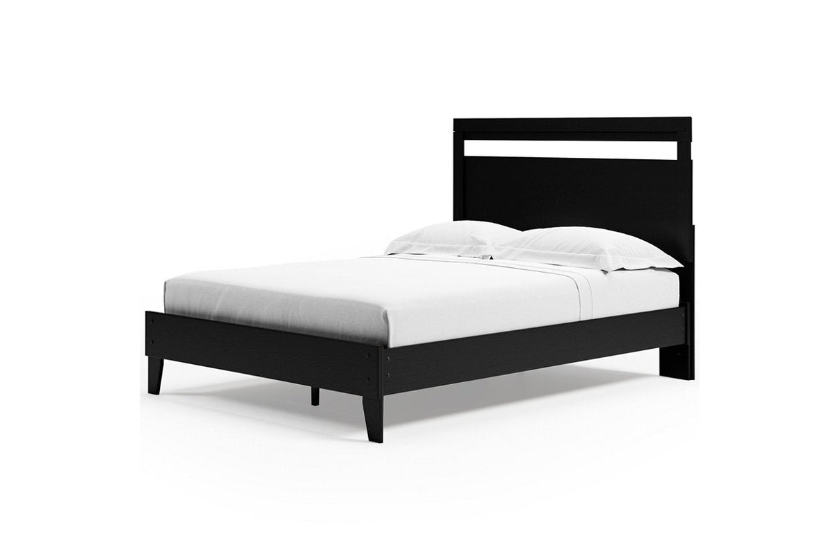 Finch Black/Brown Queen Panel Platform Bed