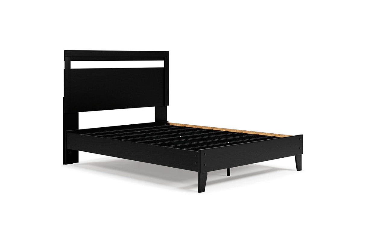 Finch Black/Brown Queen Panel Platform Bed