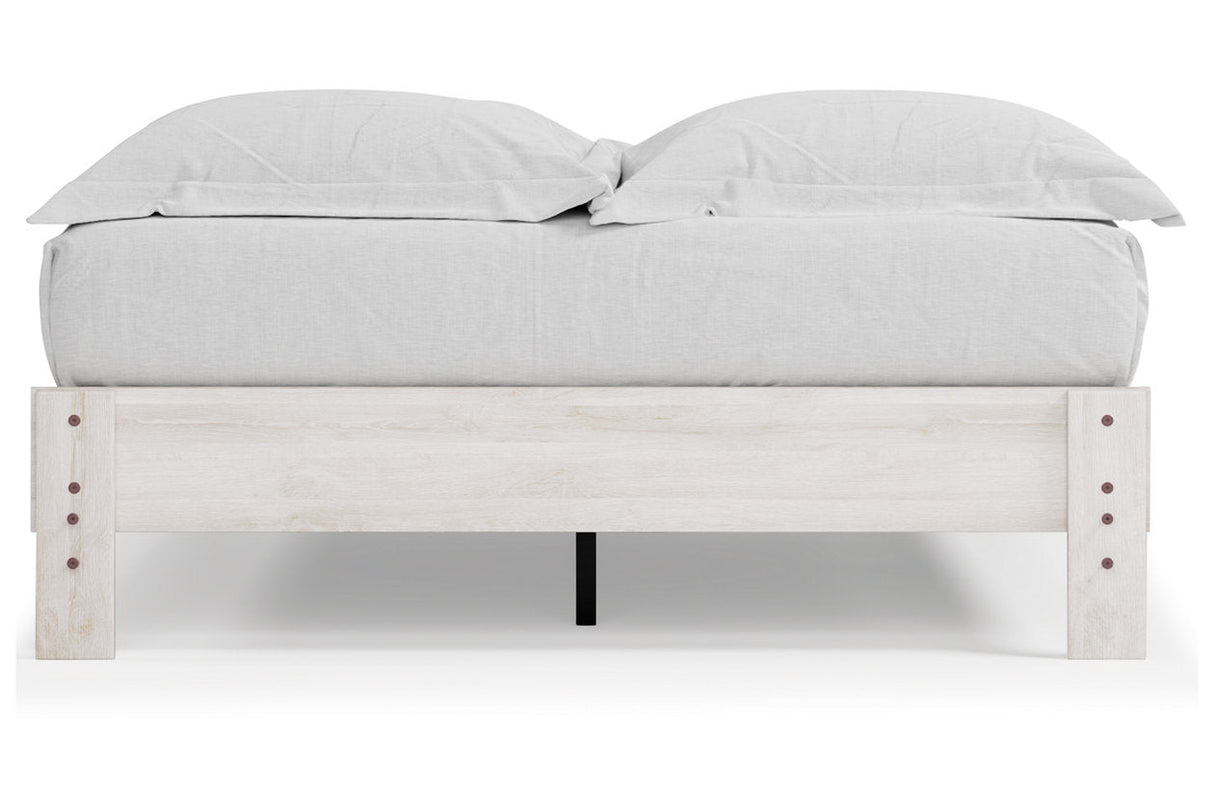 Shawburn Whitewash Queen Platform Bed