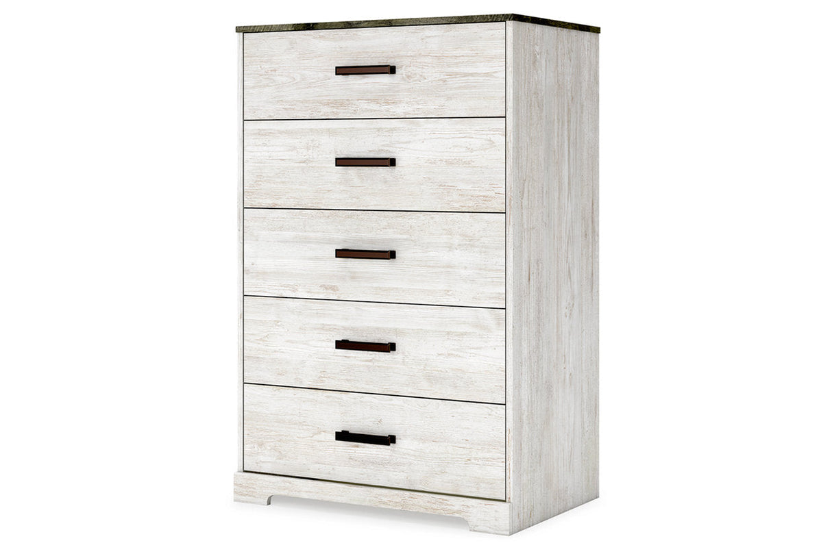 Shawburn Whitewash/Charcoal Gray Chest of Drawers