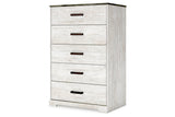 Shawburn Whitewash/Charcoal Gray Chest of Drawers