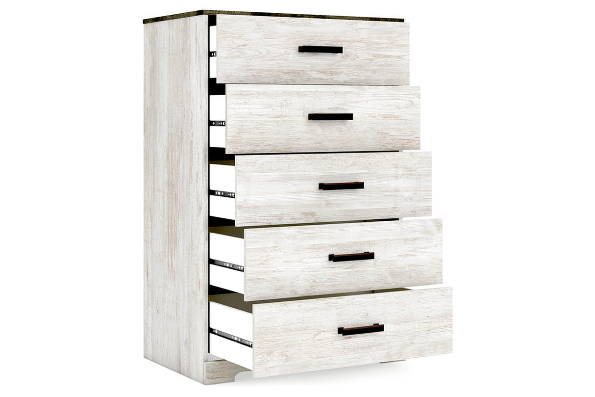 Shawburn Whitewash/Charcoal Gray Chest of Drawers