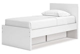 Onita White Twin Panel Platform Bed with 1 Side Storage