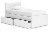 Onita White Twin Panel Platform Bed with 1 Side Storage