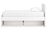 Onita White Twin Panel Platform Bed with 1 Side Storage