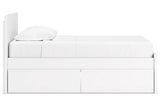 Onita White Twin Panel Platform Bed with 1 Side Storage