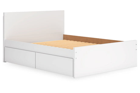 Onita White Queen Platform Bed with 1 Side Storage