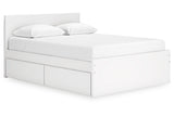 Onita White Queen Platform Bed with 1 Side Storage