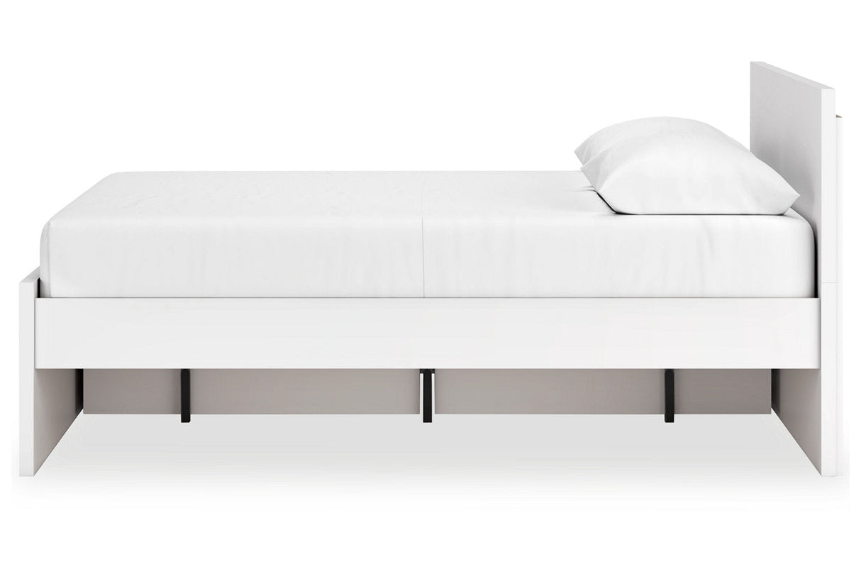 Onita White Queen Platform Bed with 1 Side Storage