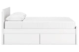 Onita White Queen Platform Bed with 1 Side Storage