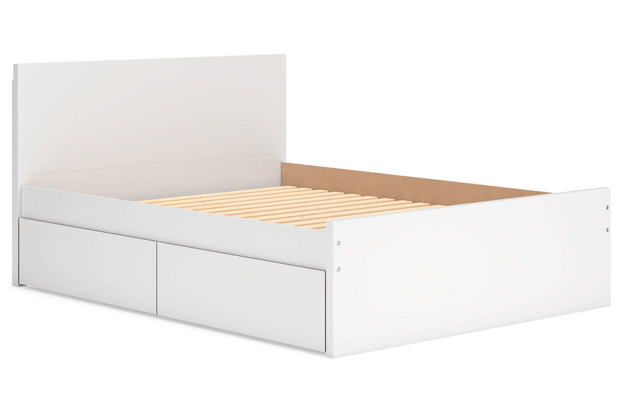 Onita White Queen Platform Bed with 2 Side Storage