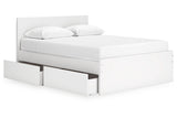 Onita White Queen Platform Bed with 2 Side Storage