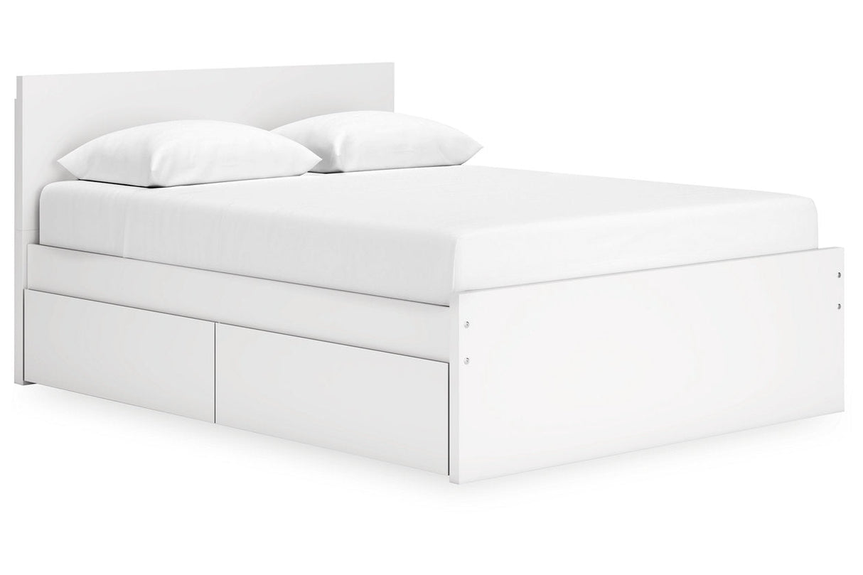 Onita White Queen Platform Bed with 2 Side Storage