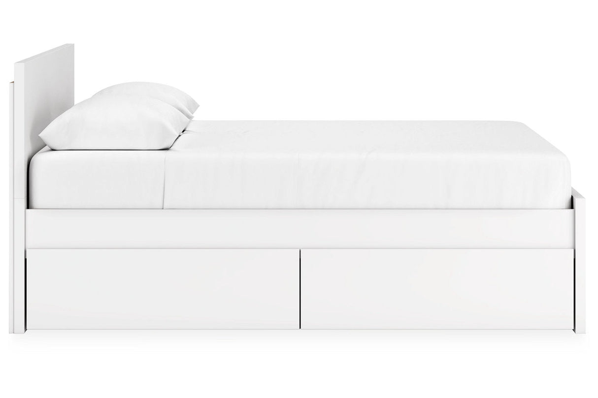 Onita White Queen Platform Bed with 2 Side Storage