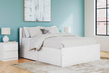 Onita White Queen Platform Bed with 2 Side Storage