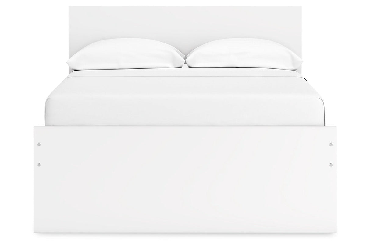 Onita White Full Panel Platform Bed with 1 Side Storage