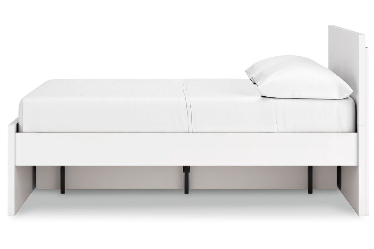 Onita White Full Panel Platform Bed with 1 Side Storage