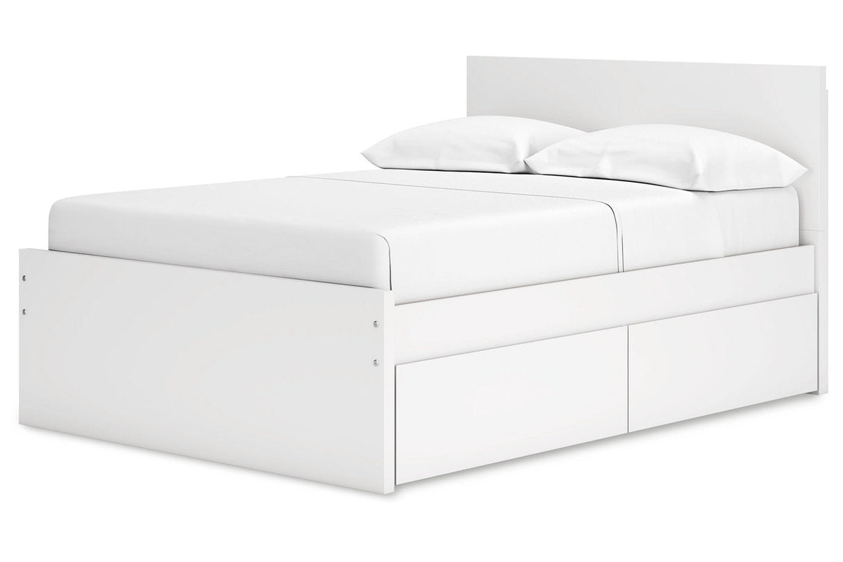 Onita White Full Panel Platform Bed with 2 Side Storage