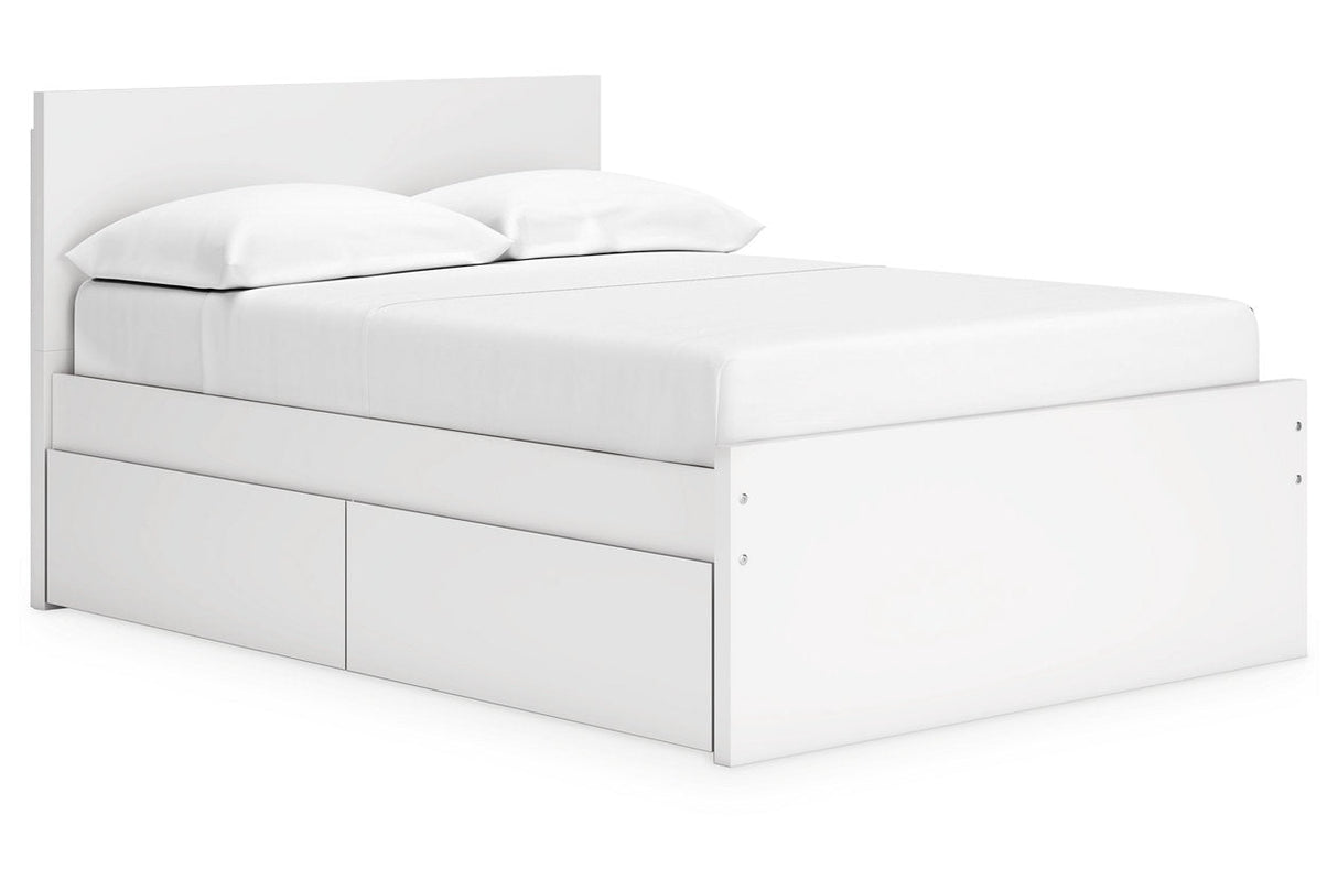 Onita White Full Panel Platform Bed with 2 Side Storage