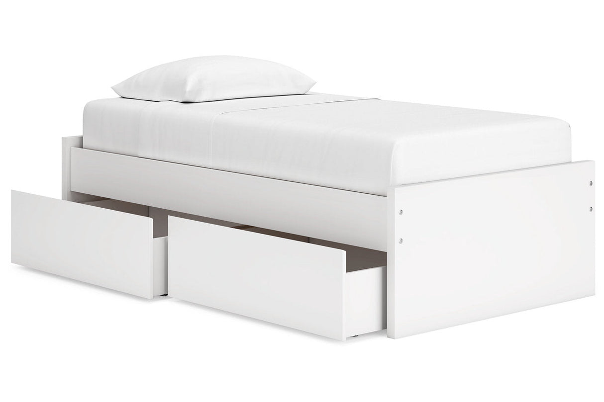 Onita White Twin Platform Bed with 1 Side Storage