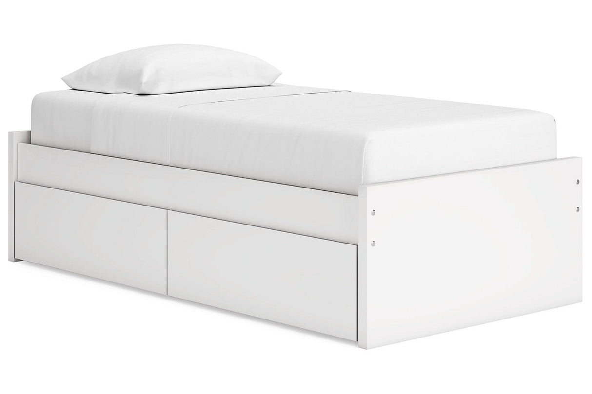 Onita White Twin Platform Bed with 1 Side Storage